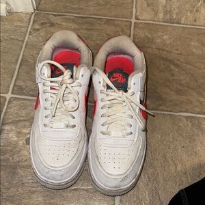 Nike Air Force 1 AF1 Shadow White Solar Red Sneakers